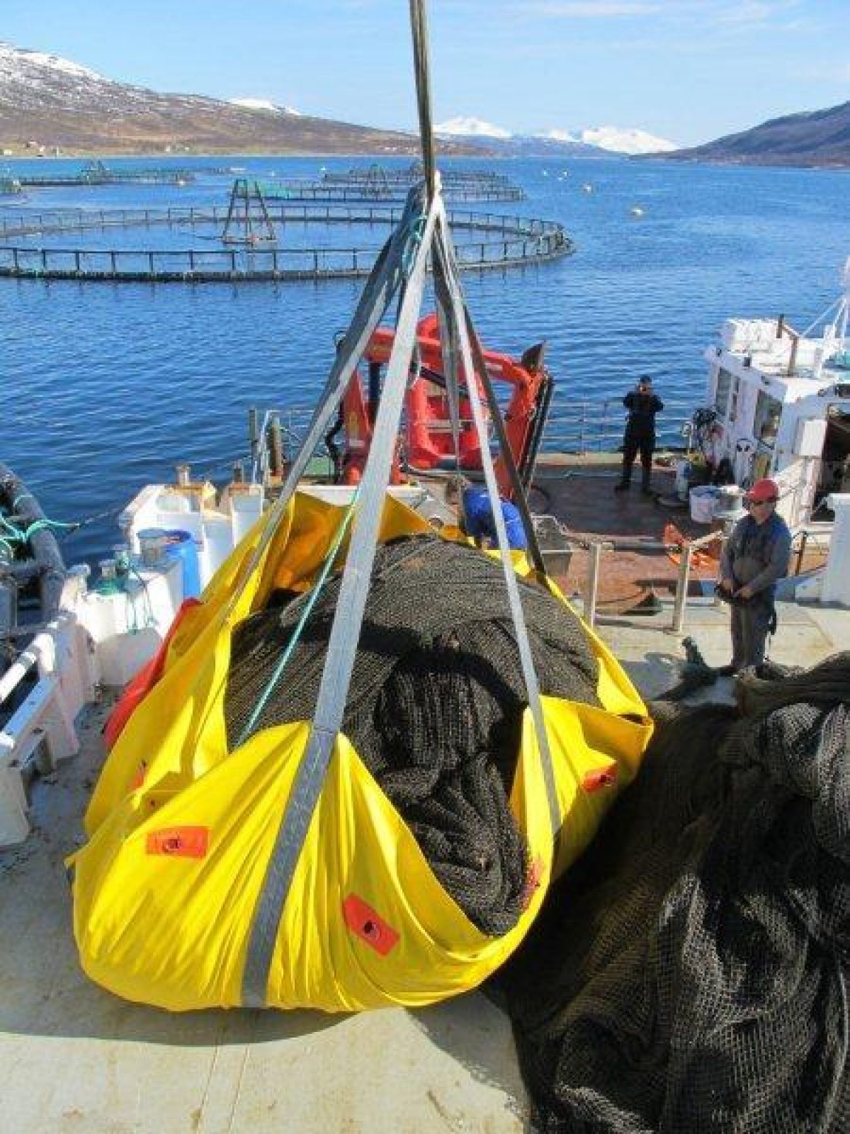NOFI Miljøbag / Transportsekk hindrer smittespredning ved transport av not fra anlegg til servicestasjon.