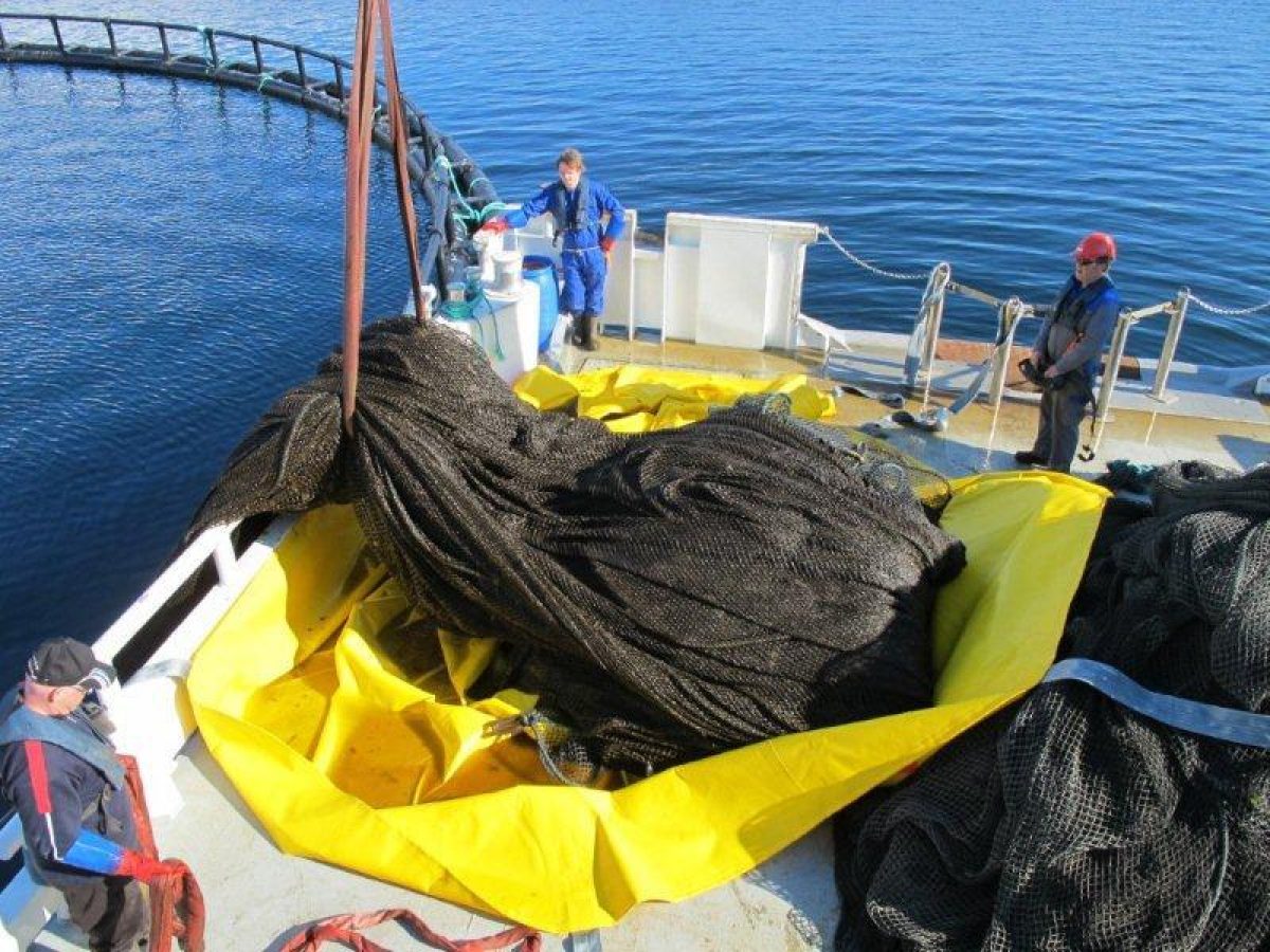 NOFI Miljøbag hindrer smittespredning ved transport av not fra anlegg til servicestasjon.
